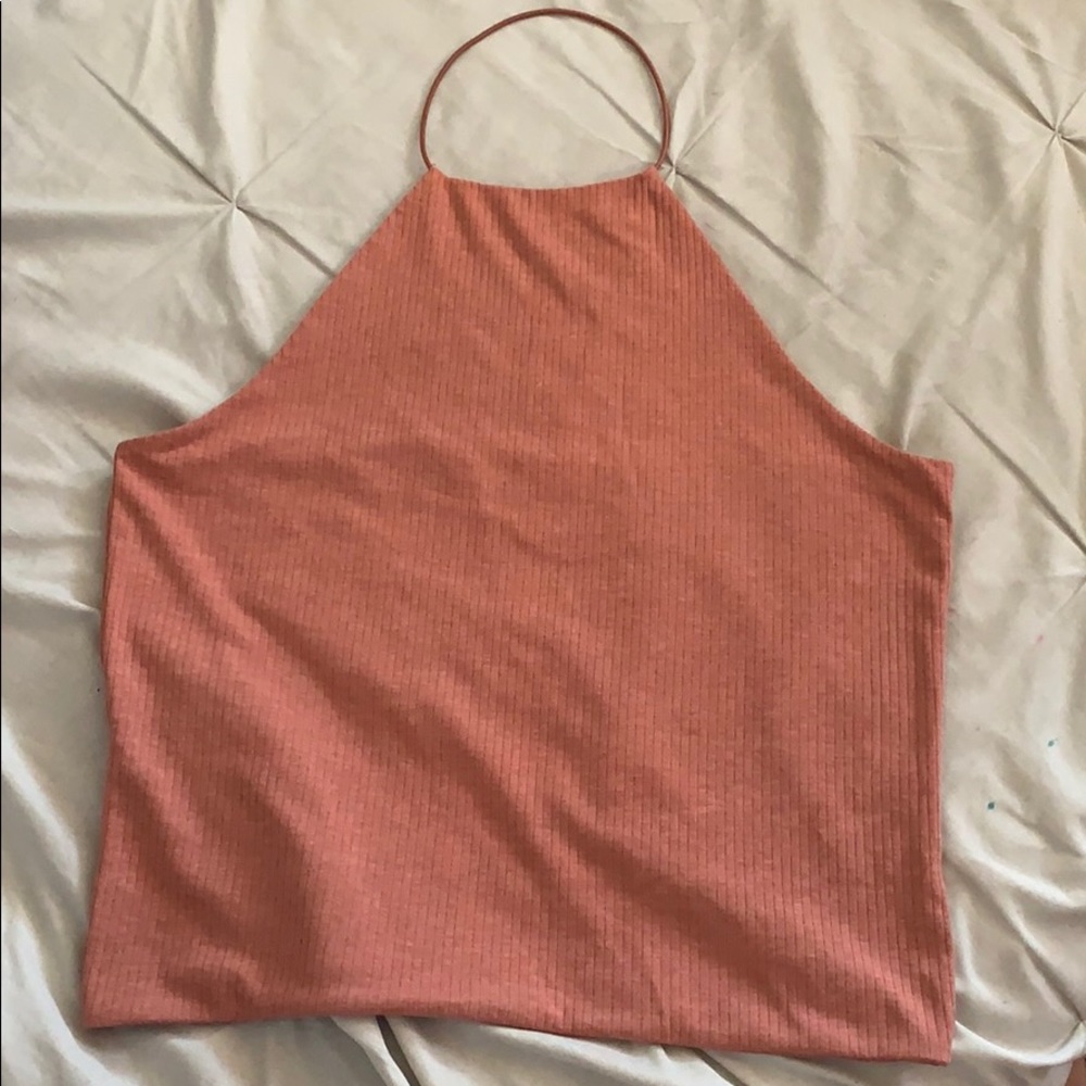 Dusty rose Ribbed halter top from PacSun open back